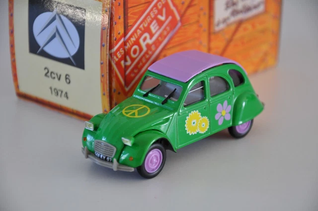 CITROEN 2CV 6 Peace and Love 1974 verte NOREV presse 1/43 neuve