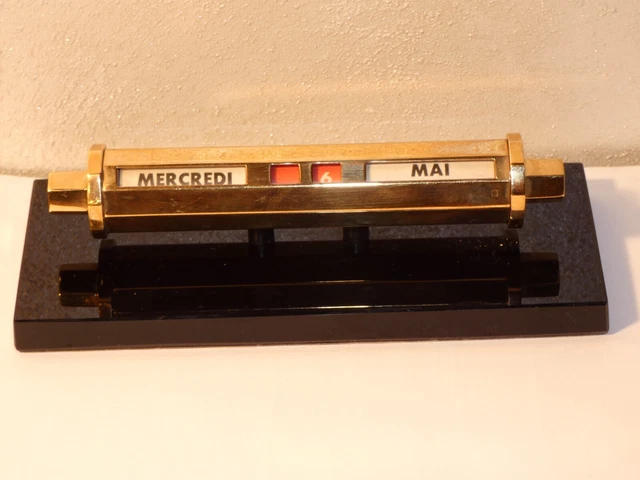 Calendrier Perpétuel De Bureau Vintage – Métal Doré – Cylindrique