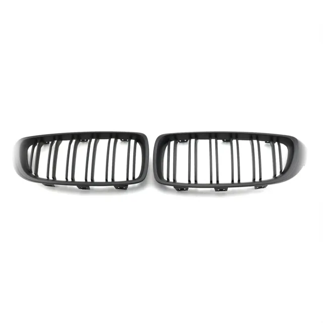 Car Double Line Matte Black Front Center Grille For 13-19 BMW 4 Series F32 F33