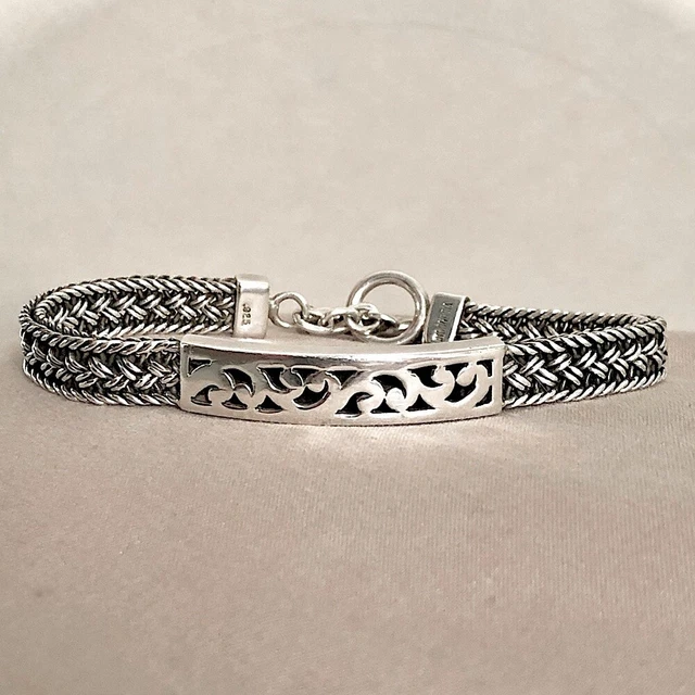 LOIS HILL Sterling Silver Cut Out Thai Weave ID Bracelet