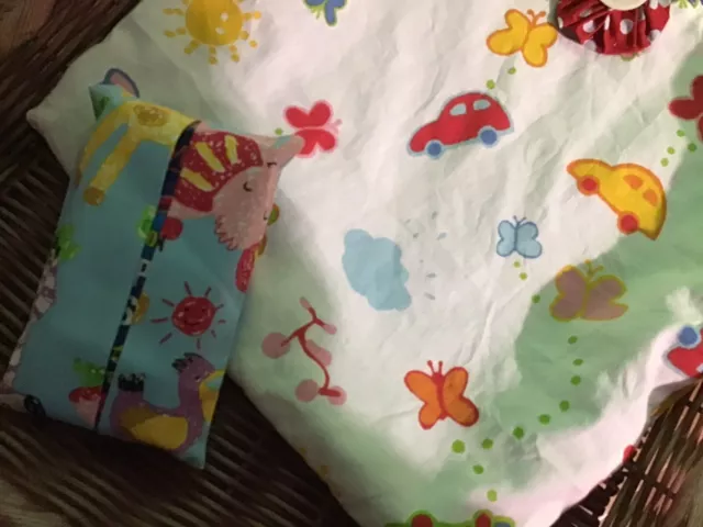 Bolso de cubo y soporte para tejidos de tela hecha a mano para niños: autos, mariposas, flores 2