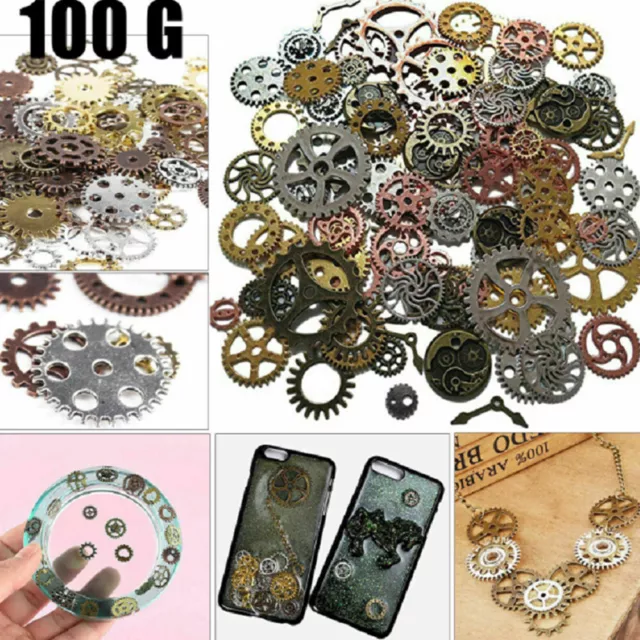 100g Watch Parts Steampunk Jewellery Art Craft Cyberpunk Cogs Gears Charms DIY