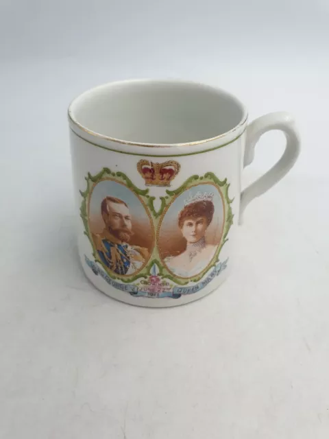 Antique Royal Winton Faience King George V Queen Mary Coronation Mug June 1911