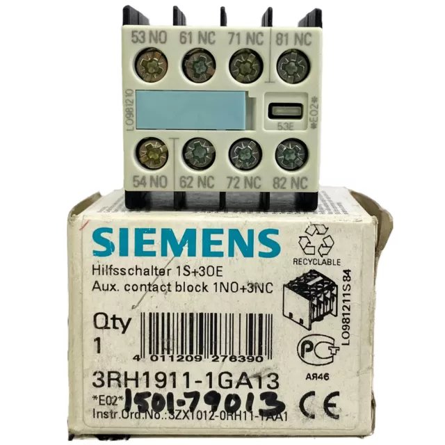 Siemens 3RH1911-1GA13 Auxiliary Contact Block 1NO+3NC USA Seller