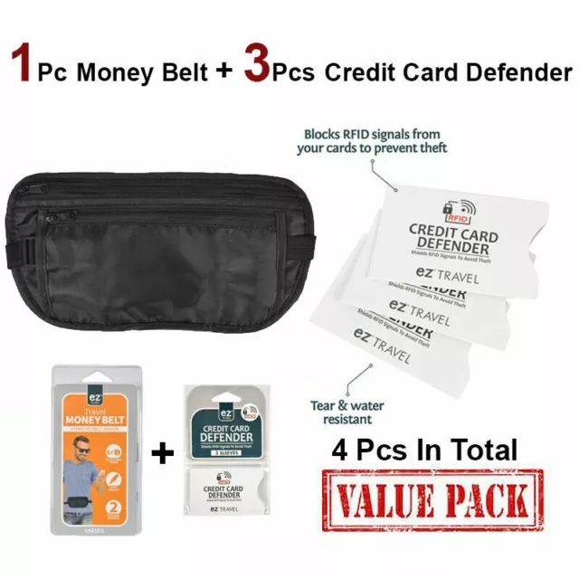 Smart Credit Card Defender-anti RFID + Travel Passport Waist Pouch Security Bag