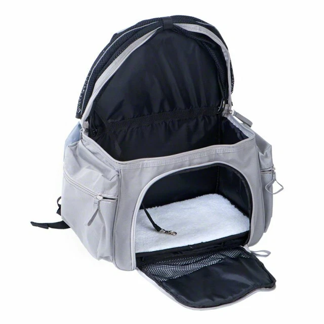 Mochila portadora de gatos cubierta de lluvia cómoda plegable segura felpa de calidad resistente