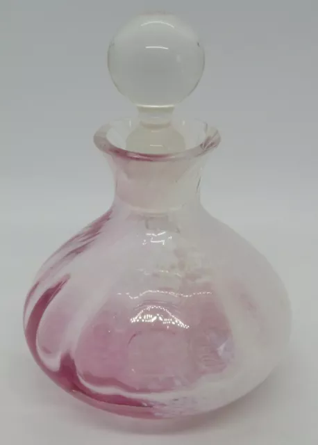 . Scotland Caithness pink & white glass vintage Art Deco antique scent bottle