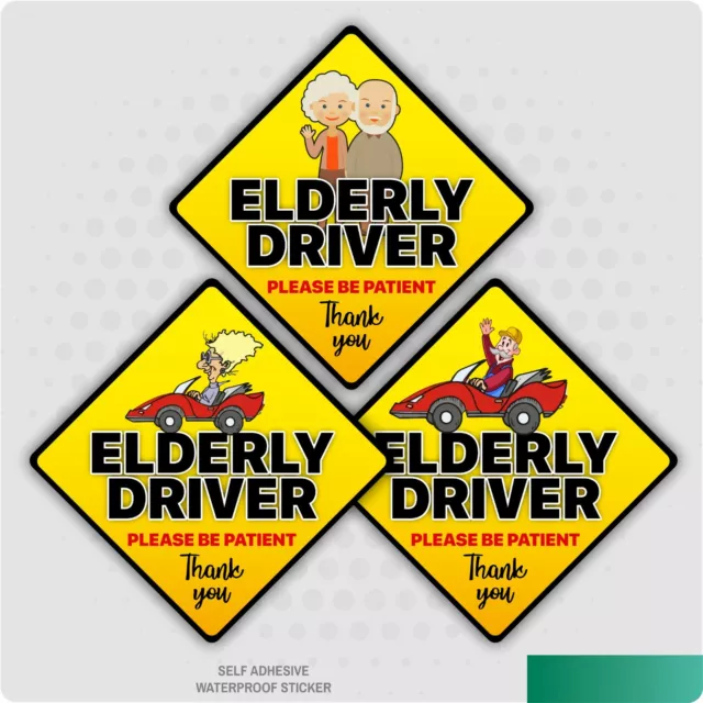 Elderly Driver Funny Car Stickers - Baby on Board Self-Adhesive Vinyl Signs