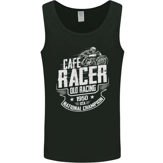 Cafe Racer Old Racing Biker Motorcycle Mens Vest Tank Top