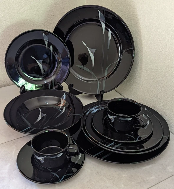 Mikasa Galleria Opus Black FK701 5-Piece Dinner Set NEW OLD STOCK 2 set LOT