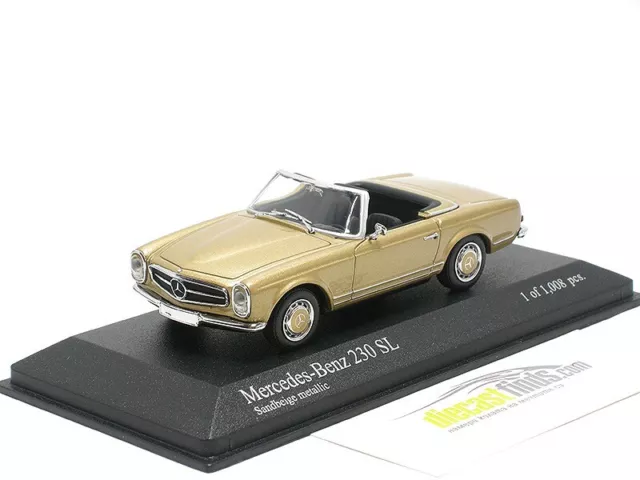 Mercedes-Benz 230 SL (W113) 1968 Sand Beige Metallic 1/43 Minichamps MINT!