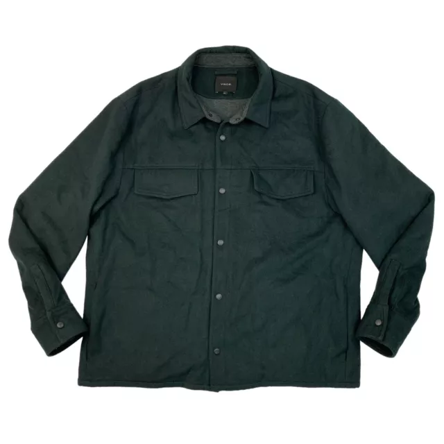 Vince Overshirt Mens XXL 2XL Evergreen Wool Blend Snap Button Up Shirt Shacket