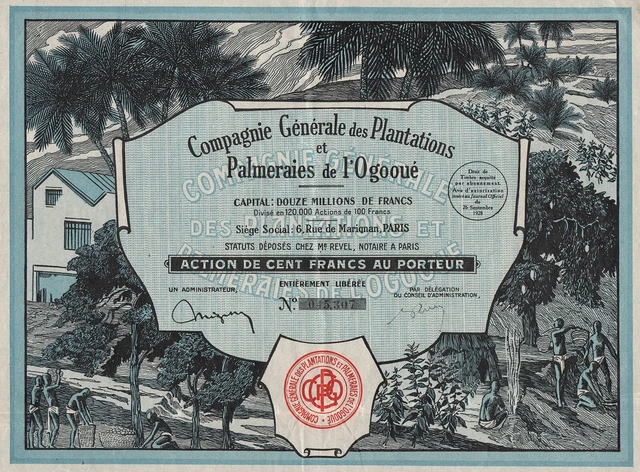 1928 Gabon, West Africa: Plantations et Palmeraies de l'Ogooue