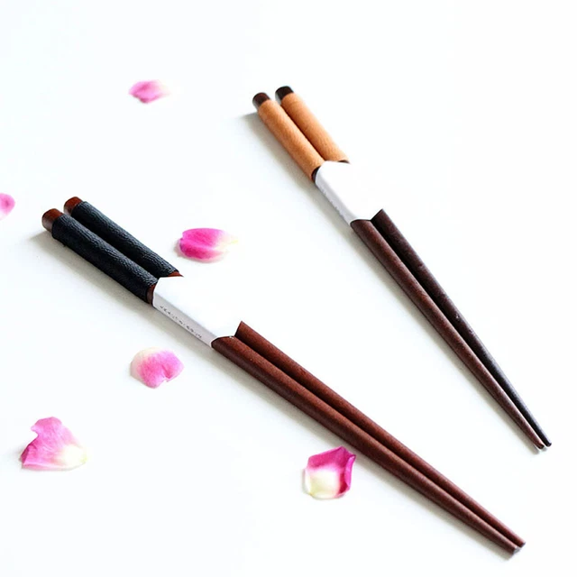 3 pares de utensilios de cubiertos de madera para palillos de viaje de línea atada