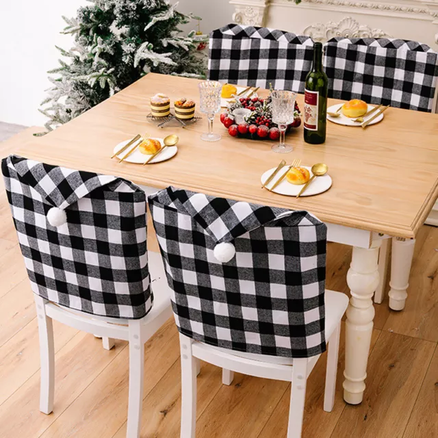 Christmas Chair Back Cover Black And White Plaid Chair Cover Xmas Home Decor Sp