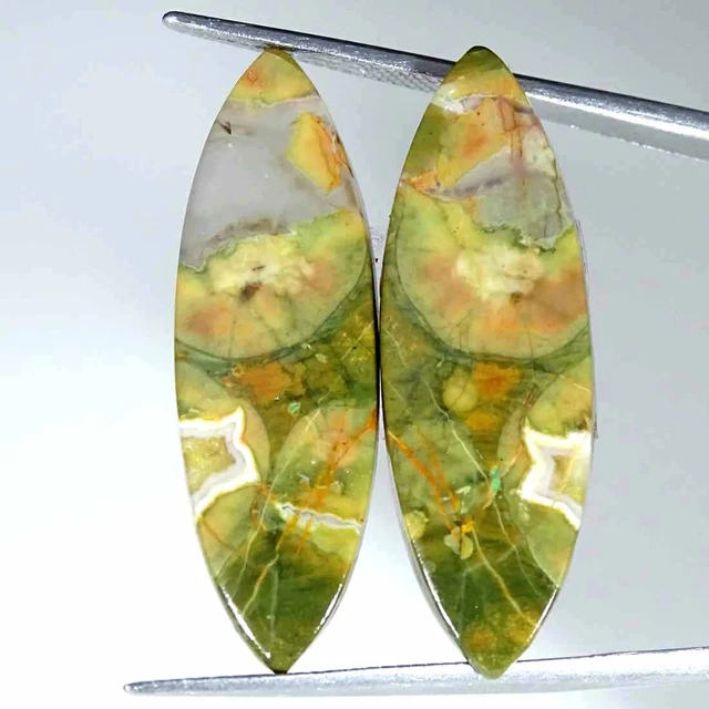 20.60Cts Natürlich Regenwald Jaspis Paar Rhyolite Marquise Cab Lose Schmuckstein