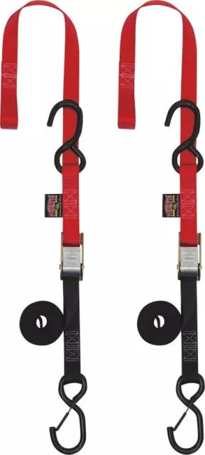 1"x6' Soft-Tye Tie Down w/Secure Hook - Pair, Red Powertye 23621-SR