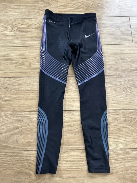 NIKE POWER SPEED Dri-Fit Mens Running Tights - Small - Black/Iridescent  Purple £50.00 - PicClick UK