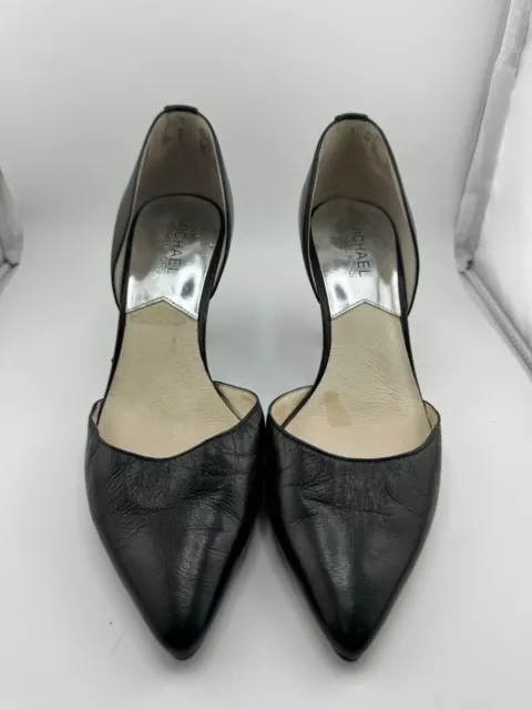 Michael Kors MK-Flex Pump Shoes Size 7M Black Leather D'Orsay Heeled Pointed Toe