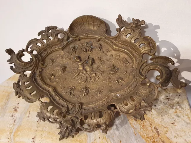 Schale Metall Religiös, Bronze? Obstschale, Engel Teufel? Taufe?