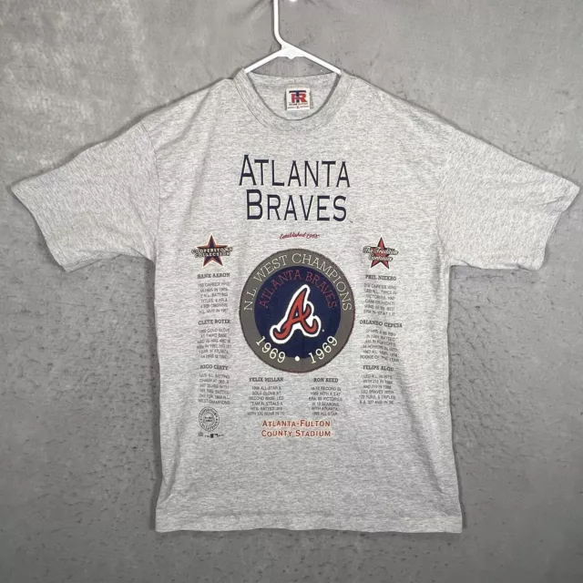 Rare Vintage Atlanta Braves The Miracle Team Tomahawk Chop T Shirt 90s  White M