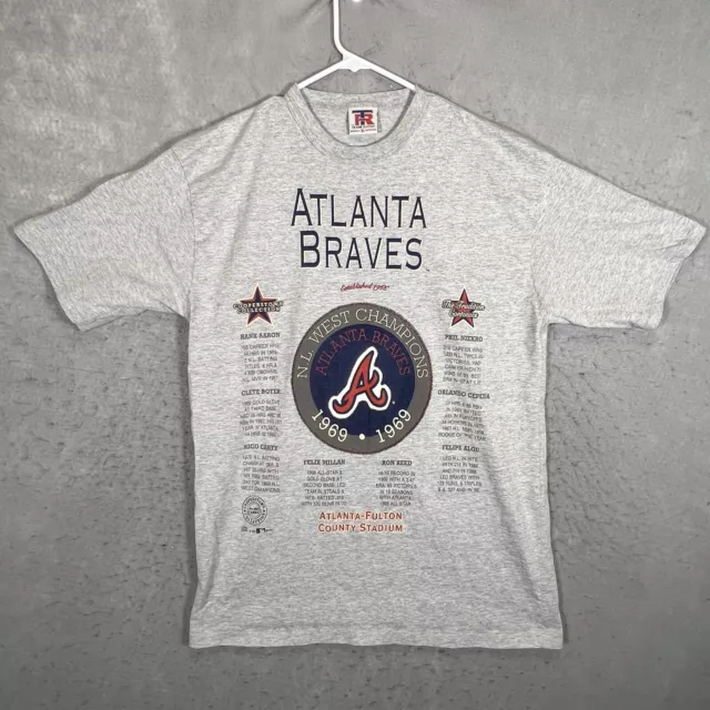 Rare Vintage Atlanta Braves The Miracle Team Tomahawk Chop T Shirt 90s White M