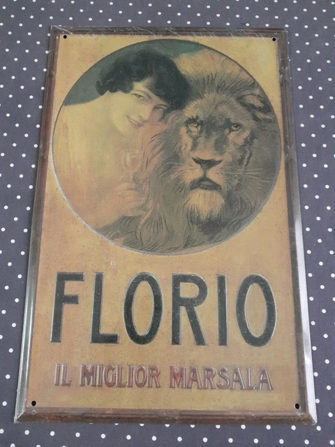 Plaque Publicitaire Vintage Reproduction - Florio "Il Miglior Marsala" - Déco Murale