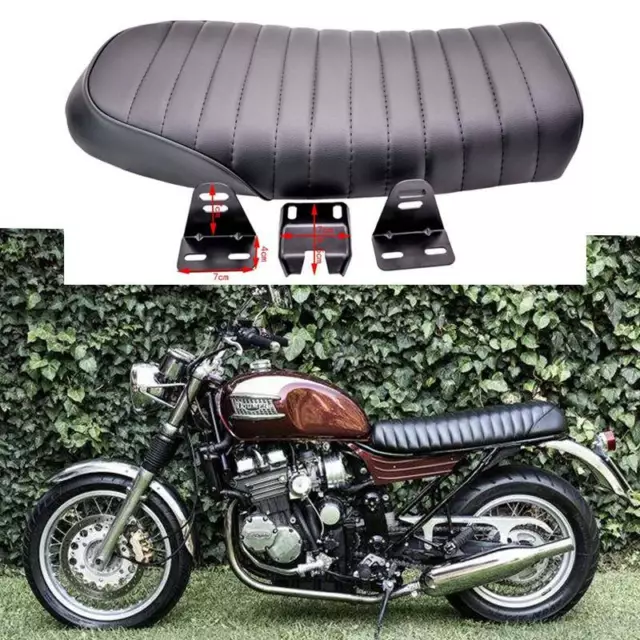 Black Saddle Motorcycle Cafe Racer Seat Flat Cushion For Honda Triumph Yamaha au