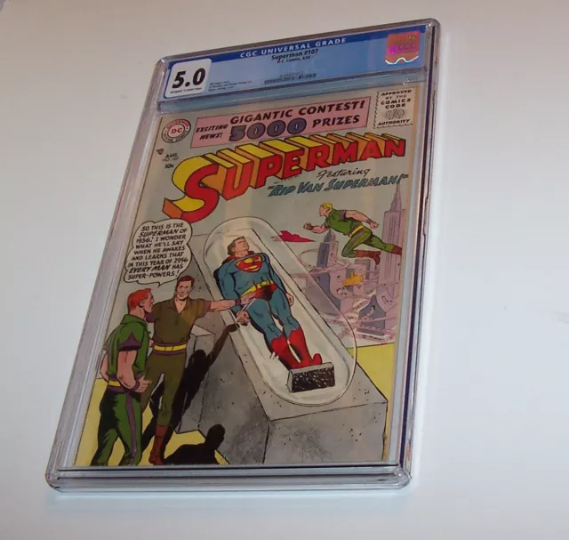 Superman #107 - DC 1956 Silver Age Issue - CGC VG/FN 5.0 - "Rip Van Superman!"