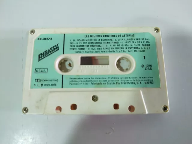 Las Mejores Canciones de Asturias 1976 - Cassette Tape Cinta K7 sin la caja