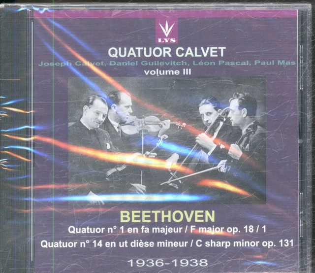 LYS323 QUATUOR CALVET Beethoven - Quatuor N°1 En Fa Majeur Op.18 N°1 ...