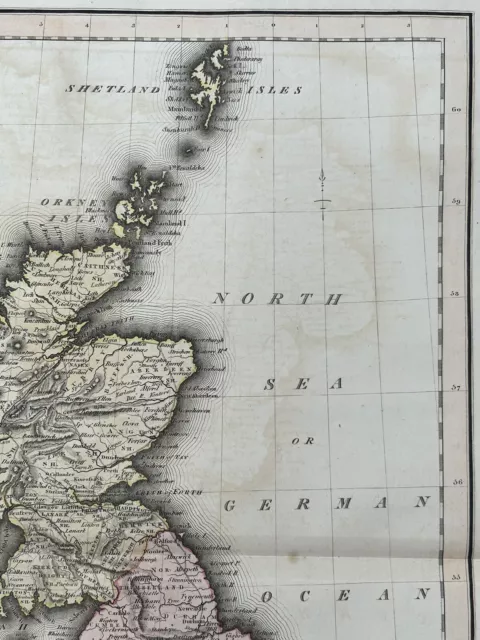 1828 British Isles by Daniel Lizars Large Hand Coloured Antique Map 3