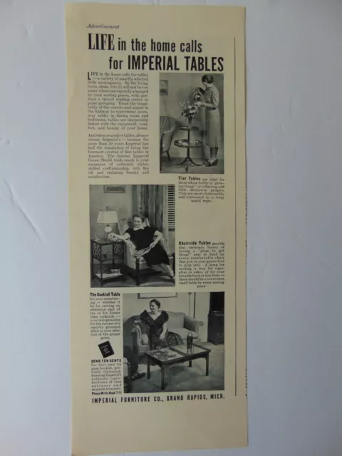 1937 IMPERIAL TABLES Imperial Furniture Co. vintage art print ad
