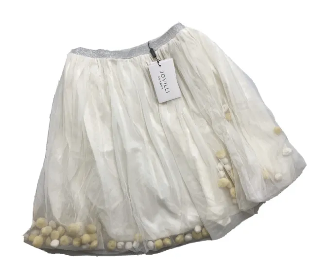 Jovilli London Girl’s Ivory Tutu Pom Pom Bubble Skirt Size 12 NWT Orig.$149