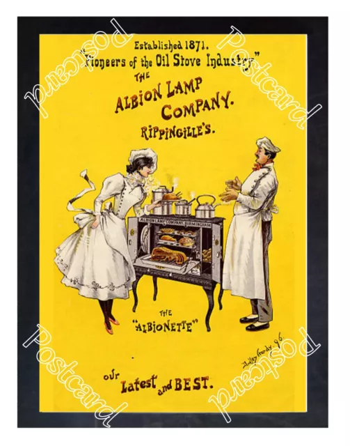 Historic Albion Lamp Company - 'Albionette' oil stove 1896 Advertising Postcard