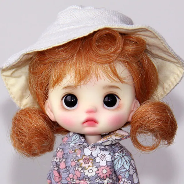 Bambola 1/12 BJD 15 cm bambola ragazza testa in resina apribile abito floreale mobile occhi parrucche