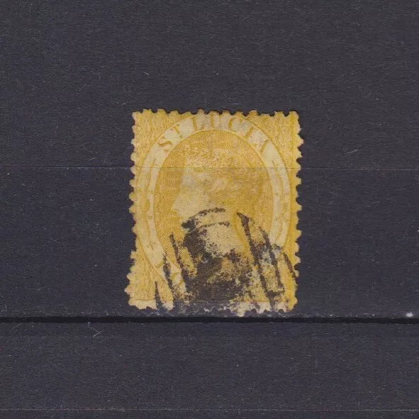 ST. LUCIA 1864, SG# 12, CV £42, Wmk Crown CC, Perf 12½, 4d yellow, QV, Used