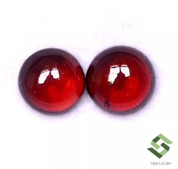 6 mm Natural Red Garnet Round Cabochon Pair 2.27 CTS Calibrated Loose Gemstones