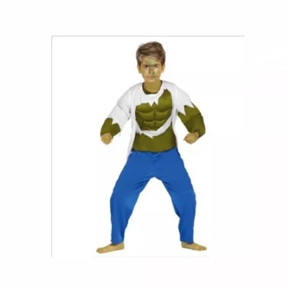 Costume Hulk Carnevale Bambino Vestito Guirca Supereroe Verde Muscoloso Forzuto