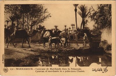 CPA AK MAROC MARRAKECH Caravane de Marchands dans la Palmeraie (10551)
