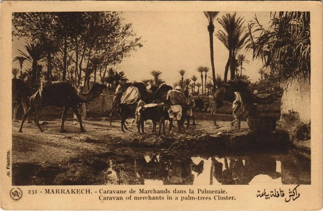 CPA AK MARRAKECH Caravan of Merchants in the Palm Grove (10551)