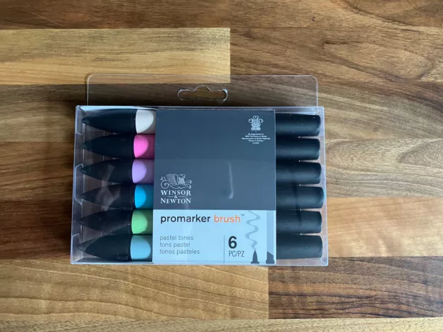 Winsor & Newton Promarker Set Pastel Tones Twin Tip Set of 6 Brush