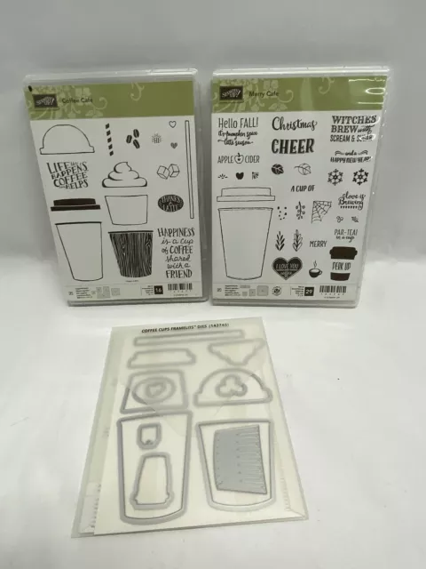 Stampin' Up! MERRY CAFE, COFFEE CAFE Stamp Sets Coffee Cups Dies Bundle