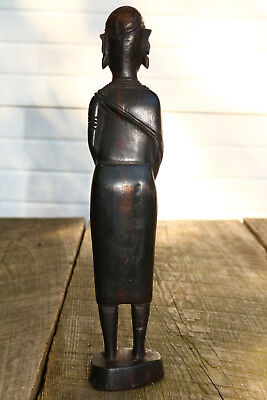Lot 2 Primitive Hand Carved Wood Figures African Statues Unique Wood Art Girl YM 3