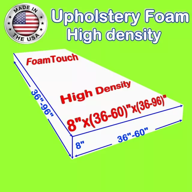 FoamTouch High Density 2 inches Height, 36 inches Width, 96 inches Length  Upholstery Foam, White