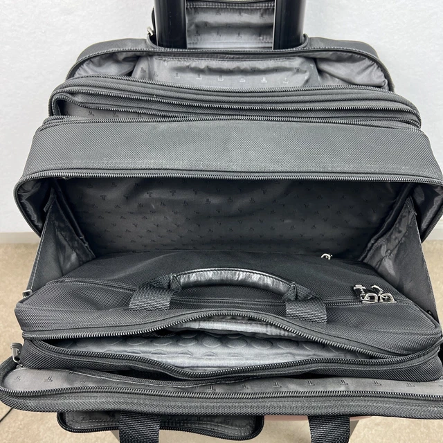 TUMI Alpha Deluxe Expandable Wheeled Rolling Briefcase Bag Black w/Laptop Insert 10