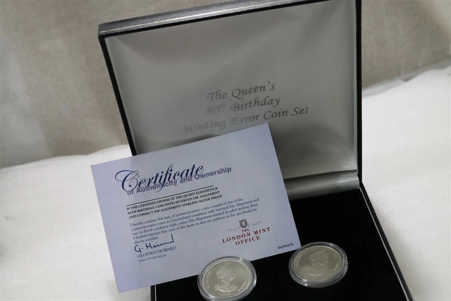 Uk Gb Tdc 80Th Birthday Minting Error Coin Set In Box + Coa B35 Cg48