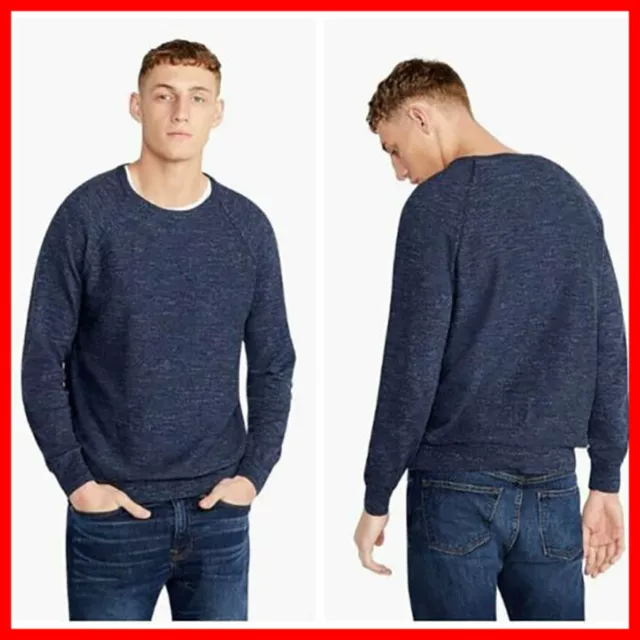 ~J Crew Rugged cotton Pull over sweater Heather Navy Blue Slim Medium M C8445~