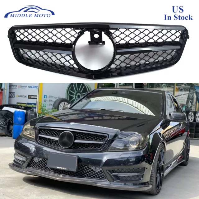AMG Style Gloss Black Front Grille Grill For 07-09 Mercedes Benz W211 E350  E500 