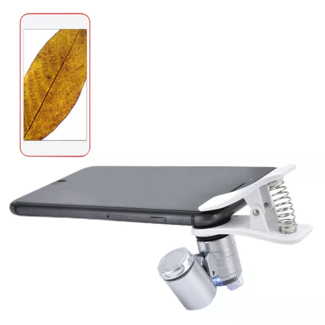 60X Magnifying Glass LED Mini Portable Microscope Mobile Phone Magnifier For MA